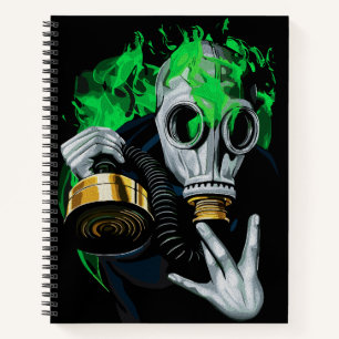 Toxische Gasmaske: Neonflammen Notizbuch