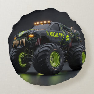 Toxischer Bio-Panzer-Monstertruck - Neon-Grün Cybe Rundes Kissen
