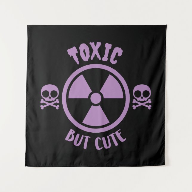 Toxisches, aber Niedliches Warnzeichen Wandteppich (Vorderseite)