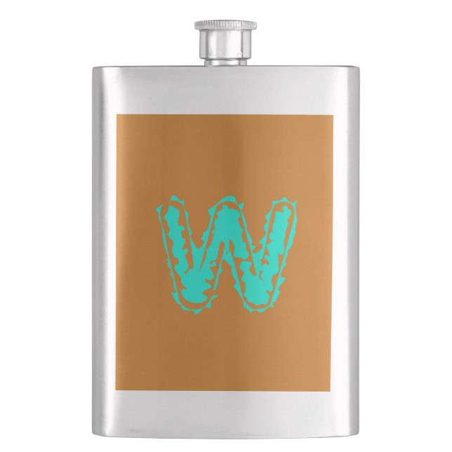 Toxisches Orangengrün, Creepy Monogram Flachmann (Vorderseite)