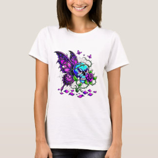 Toxisches Schmetterling-Schädel-Grafik-T-Shirt T-Shirt