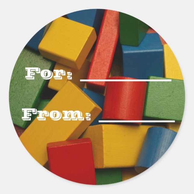 Toy Blocks Gift Tags Runder Aufkleber (Vorderseite)