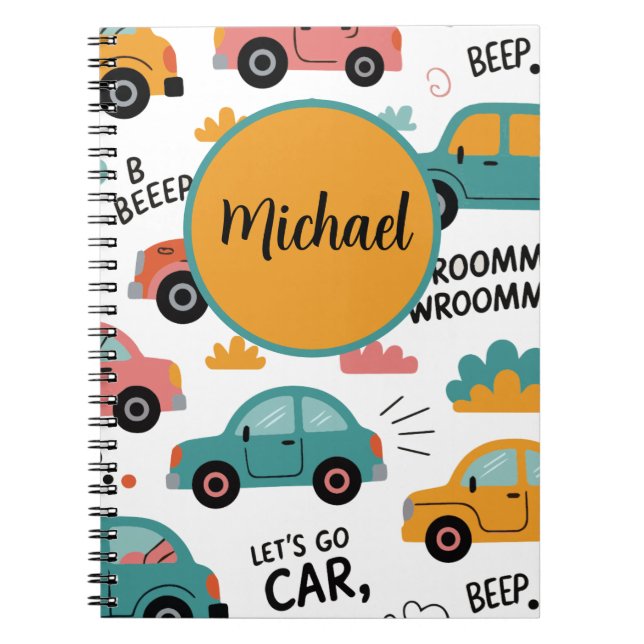 Toy Cars Spiral Notebook, Michael Notepad for Kids Notizblock (Vorderseite)