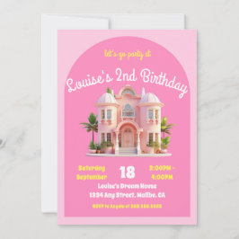 Toy Dream Doll House Pink Geburtstagsparty Einladung