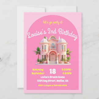 Toy Dream Doll House Pink Geburtstagsparty Einladung