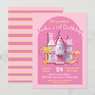 Toy Dream Doll House Pink Geburtstagsparty Einladung