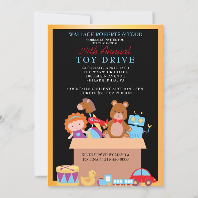 TOY DRIVE Auktion Corporate Gala Fundraiser Einladung (Vorderseite)