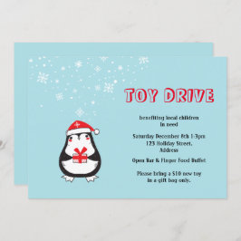 Toy Drive Niedlich Santa Penguin Einladung