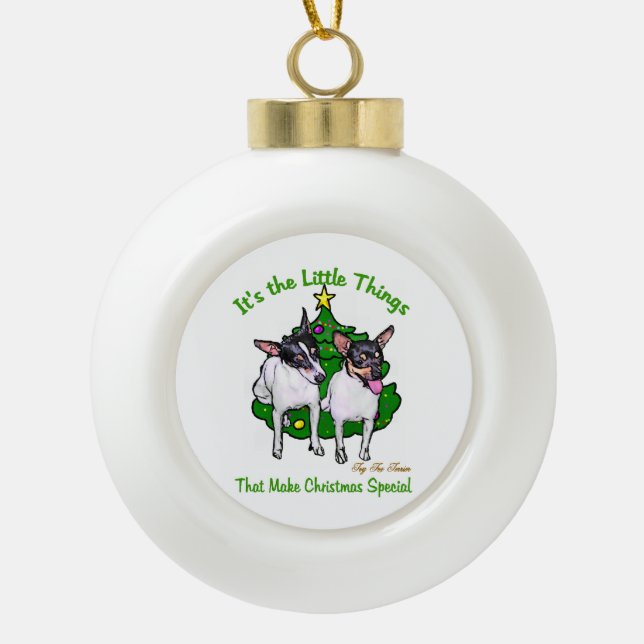 Toy Fox Terrier Christmas Keramik Kugel-Ornament (Vorderseite)