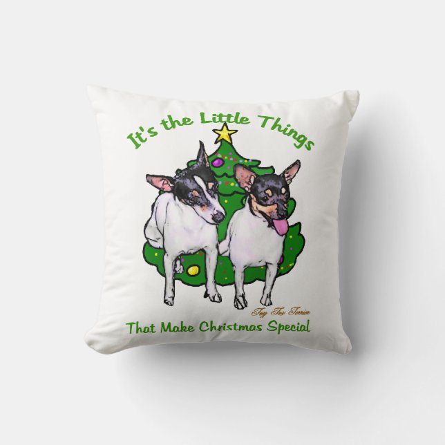 Toy Fox Terrier Christmas Kissen (Vorderseite)