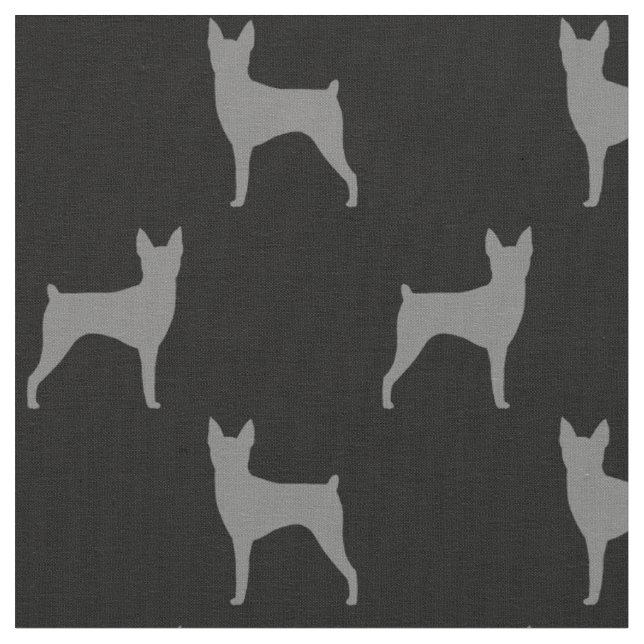 Toy Fox Terrier Dog Silhouetten Gemustert Stoff (Nahaufnahme)
