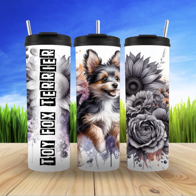 Toy Fox Terrier Floral Fun Thermosbecher (Von Creator hochgeladen)