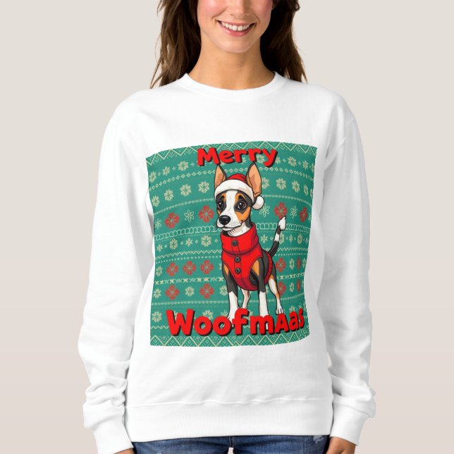 Toy Fox Terrier Frohe Woofmas Sweatshirt (Vorderseite)