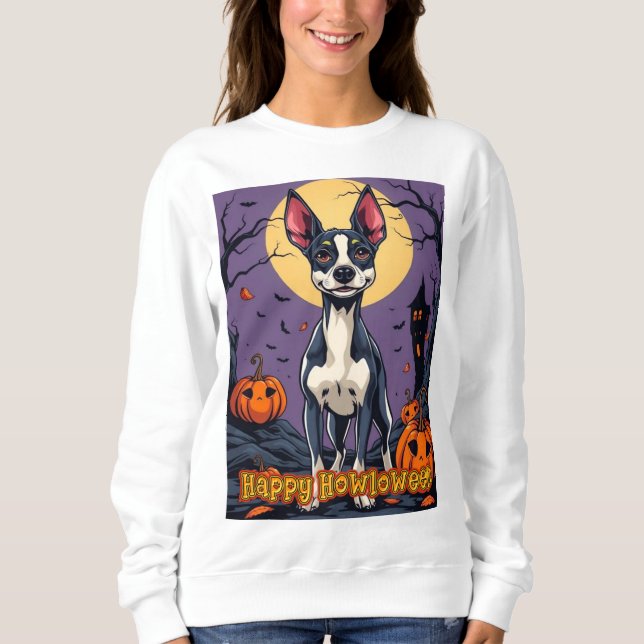 Toy Fox Terrier Frohes Howloween Sweatshirt (Vorderseite)