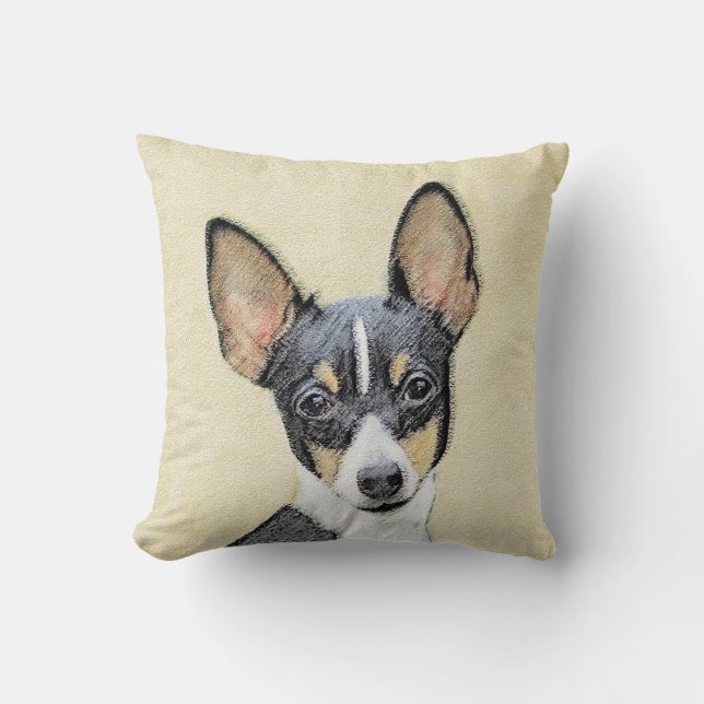 Toy Fox Terrier Painting - Niedliche Original Dog  Kissen (Vorderseite)