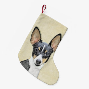 Toy Fox Terrier Painting - Niedliche Original Dog  Kleiner Weihnachtsstrumpf