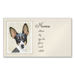 Toy Fox Terrier Painting - Niedliche Original Dog Magnetische Visitenkarte