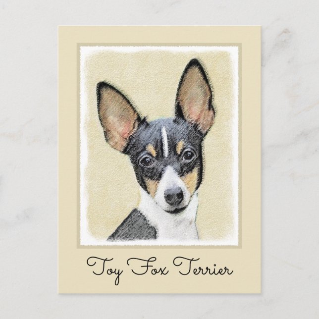 Toy Fox Terrier Painting - Niedliche Original Dog  Postkarte (Vorderseite)