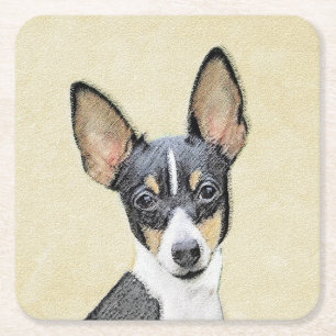 Toy Fox Terrier Painting - Niedliche Original Dog Rechteckiger Pappuntersetzer