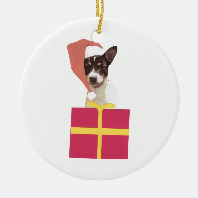 Toy Fox Terrier Santa Hat Ornament (Vorne)