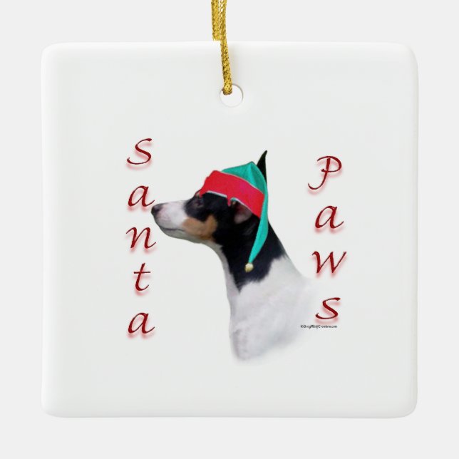Toy Fox Terrier Santa Paws Keramikornament (Vorderseite)