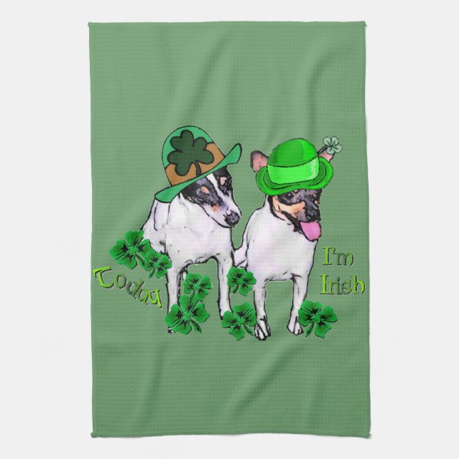 Toy Fox Terrier St Pattys Geschirrtuch (Vertikal)