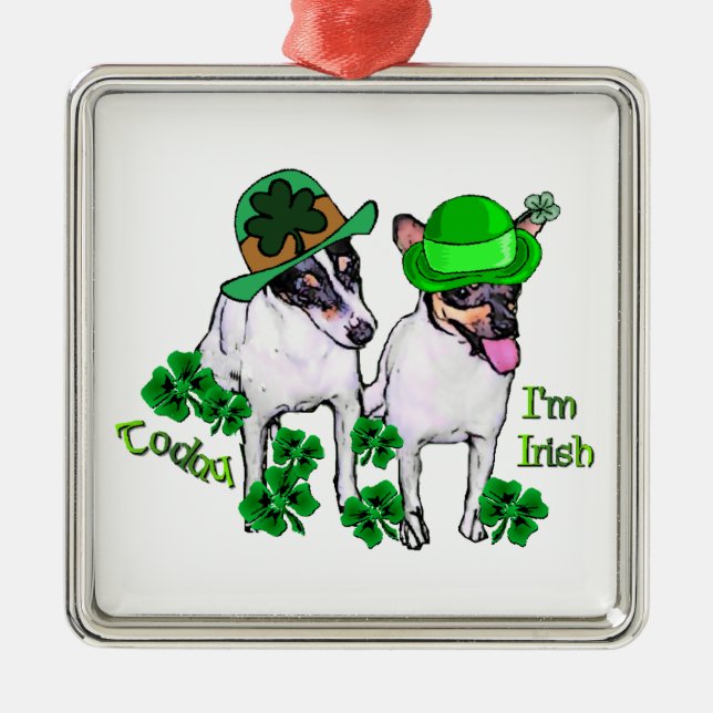 Toy Fox Terrier St Pattys Ornament Aus Metall (Vorne)