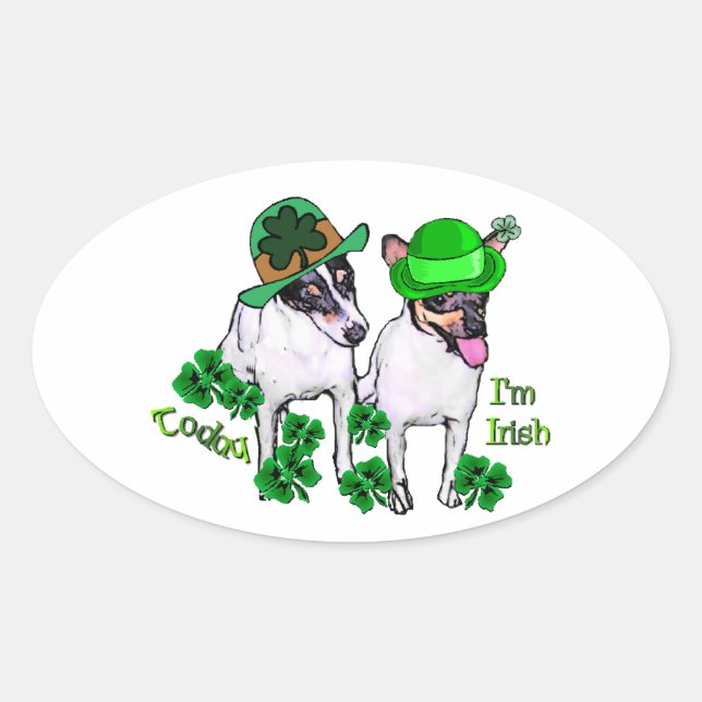 Toy Fox Terrier St Pattys Ovaler Aufkleber (Vorderseite)