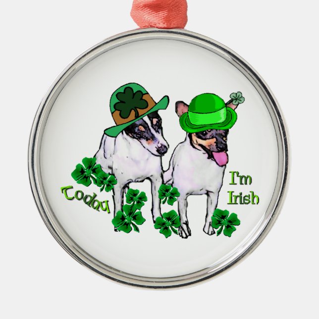 Toy Fox Terrier St Pattys Silbernes Ornament (Vorne)