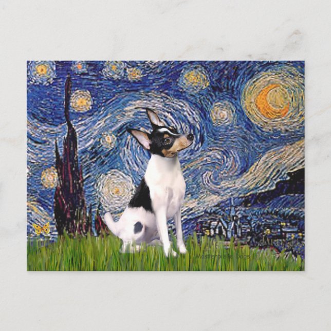 Toy Fox Terrier - Starry Night Postkarte (Vorderseite)