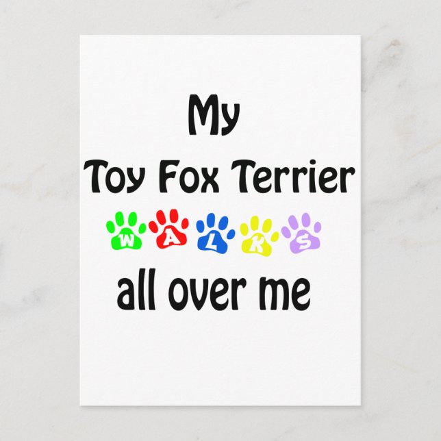 Toy Fox Terrier Walks Design Postkarte (Vorderseite)