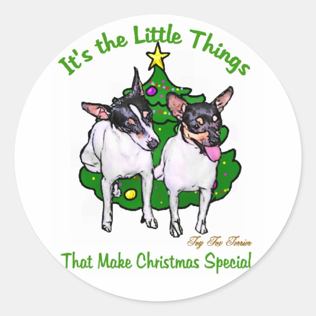 Toy Fox Terrier Weihnachtsgeschenke Runder Aufkleber (Vorderseite)