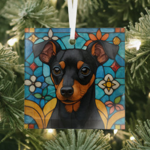 Toy Manchester Terrier Dog "Stains Glass" Ornament Aus Glas