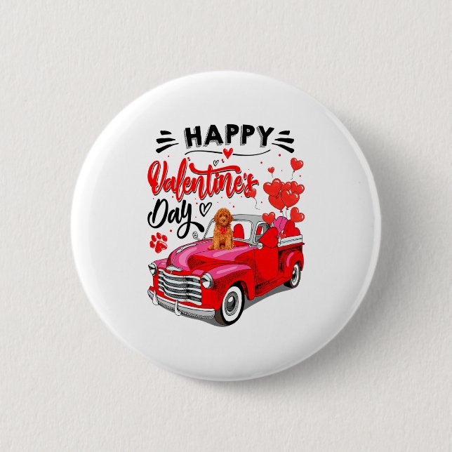 Toy Odle Heart Red Truck Happy Valentine Day Dog  Button (Vorderseite)