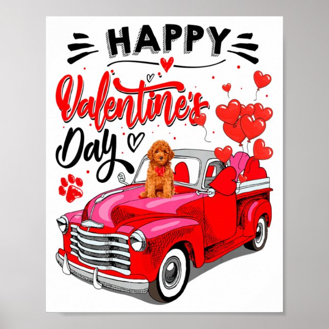 Toy Odle Heart Red Truck Happy Valentine Day Dog  Poster (Vorne)