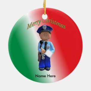 Toy Policeman Custom Christmas Keramik Ornament