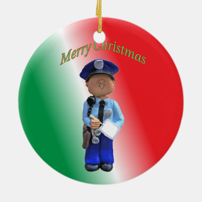 Toy Policeman Custom Christmas Ornament (Hinten)