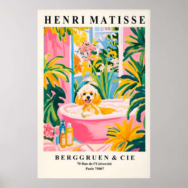 Toy Poodle Art Pink Bathroom Print, Henri Matisse Poster (Vorne)