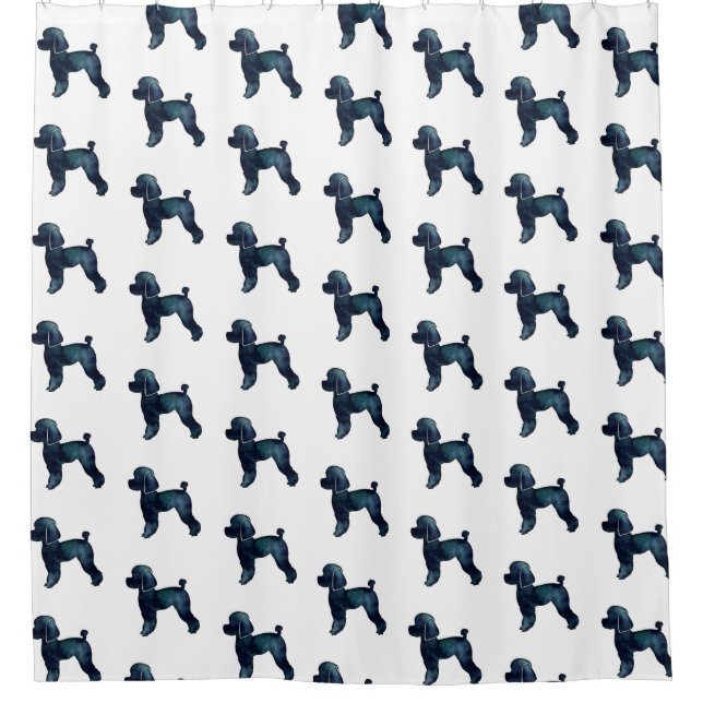 Toy Poodle Black Watercolor Silhouette Duschvorhang (Vorderseite)
