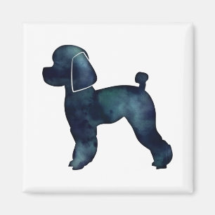 Toy Poodle Black Watercolor Silhouette Magnet