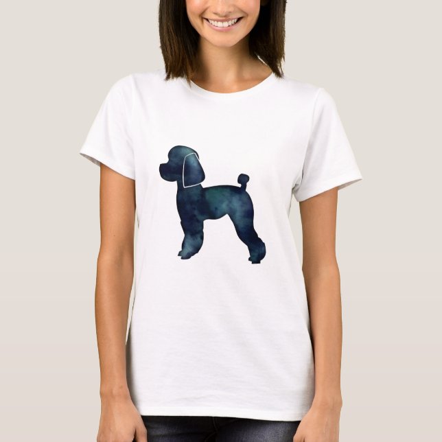 Toy Poodle Black Watercolor Silhouette T-Shirt (Vorderseite)