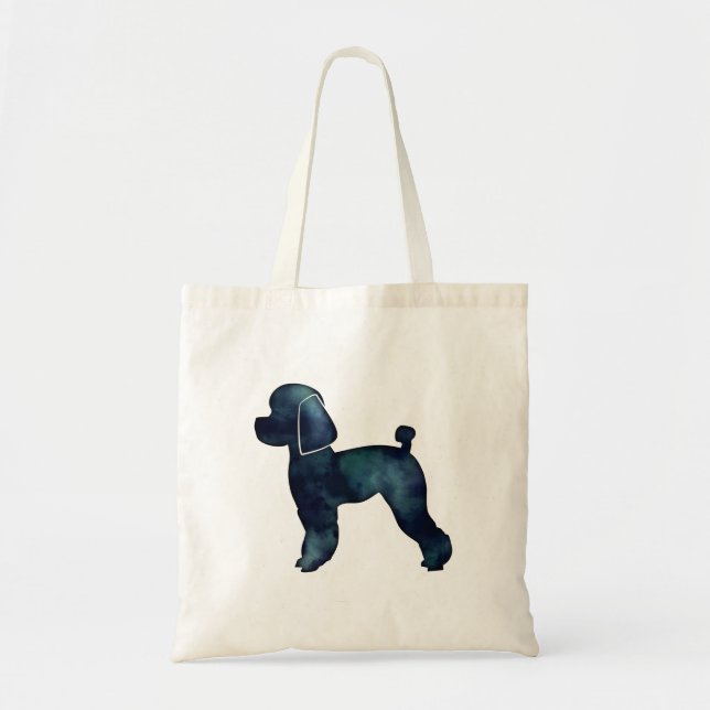 Toy Poodle Black Watercolor Silhouette Tragetasche (Vorne)