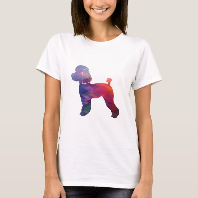 Toy Poodle Dog Geo Silhouette Lila T-Shirt (Vorderseite)