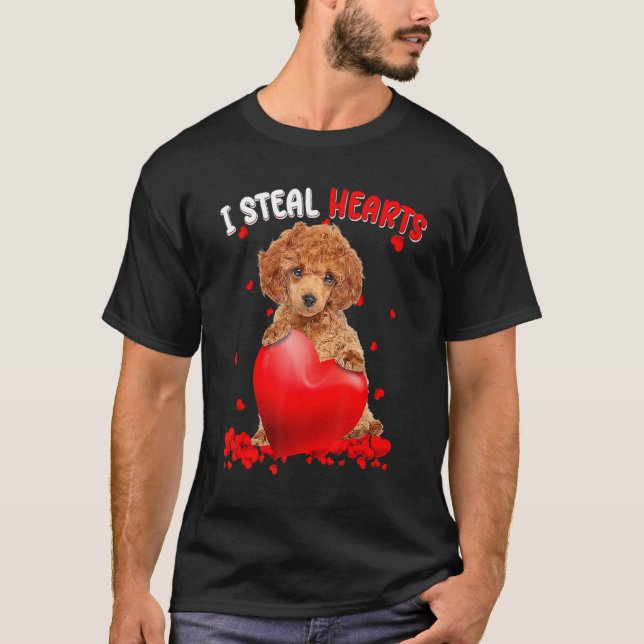 Toy Poodle Dog I Steal Hearts Cute Valentine Day W T-Shirt (Vorderseite)