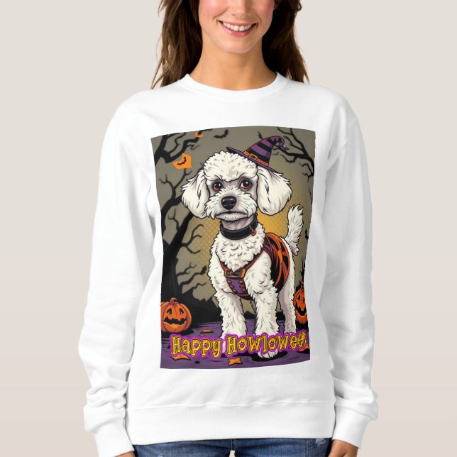 Toy Poodle Frohes Howloween Sweatshirt (Vorderseite)