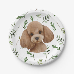 Toy Poodle Greenery Boho Baby Shower Paper Teller
