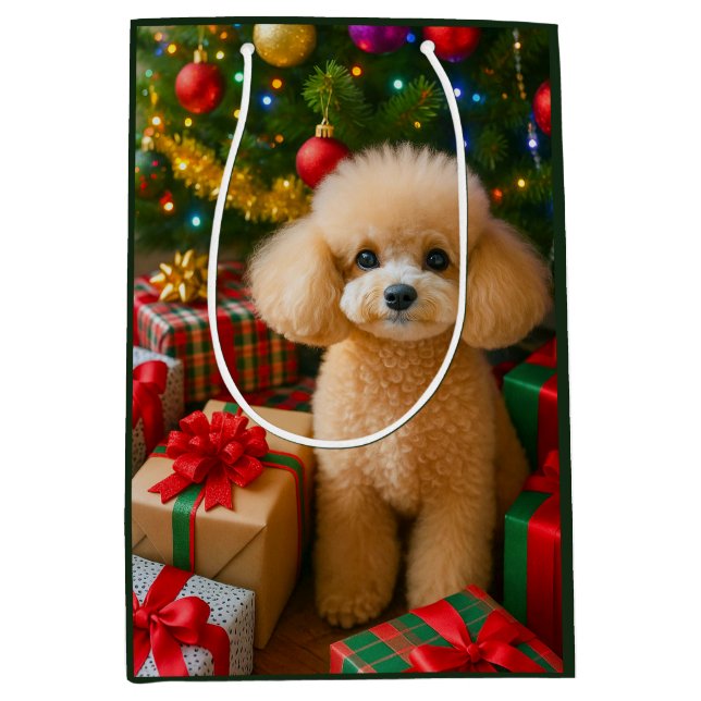 Toy Poodle Holiday Card Mittlere Geschenktüte (Vorderseite)
