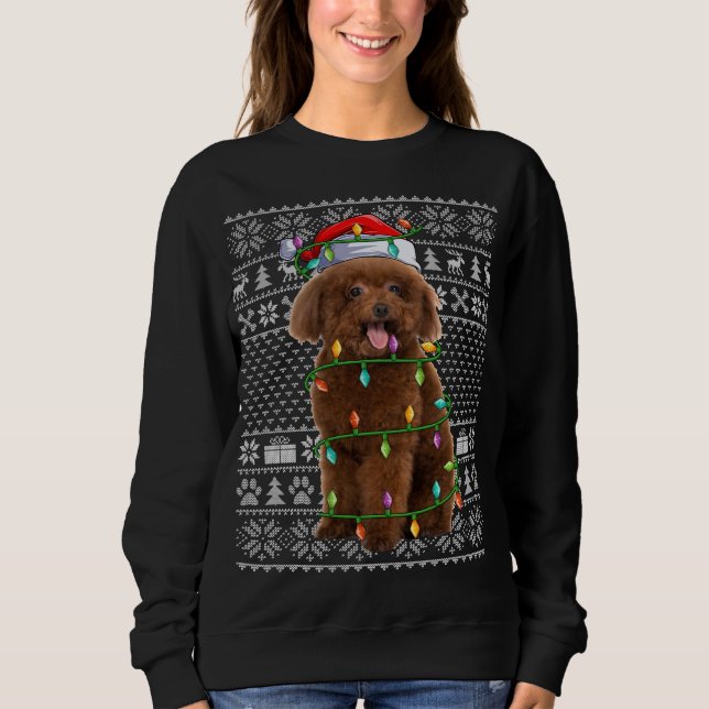 Toy Poodle Hund Lover Weihnachtsmannmütze Ugly Toy Sweatshirt (Vorderseite)