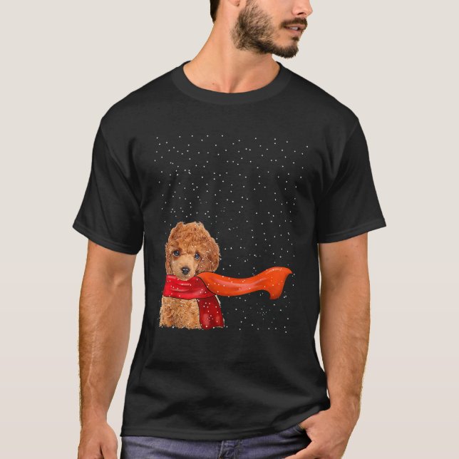 Toy Poodle Hund Winter Weihnachten Weihnachten Wei T-Shirt (Vorderseite)
