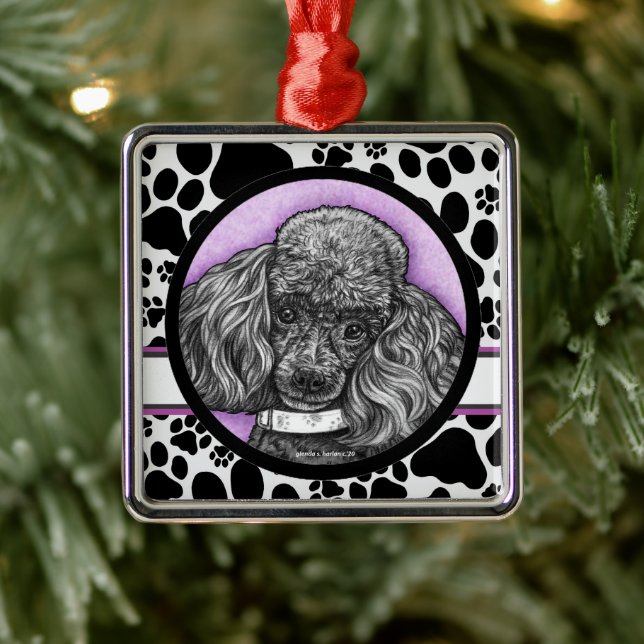Toy Poodle Hundekunst von Glenda Harlan Ornament Aus Metall (Baum)